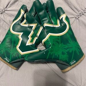 USF Adidas Green and White Football Gloves 
Size L